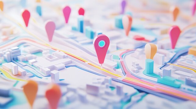 3D. Map. Location. Markers. Pins.