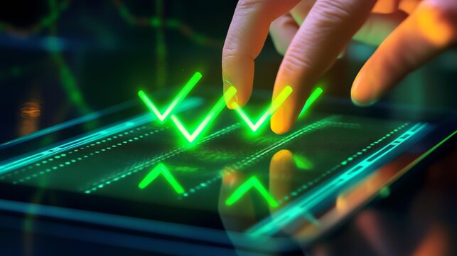 Digital. Technology. Touchscreen.Checkmarks.