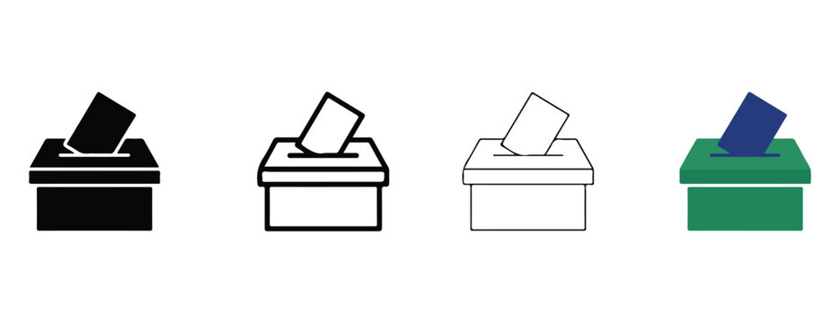ballot boxes with paper inserted  voting concept icons
