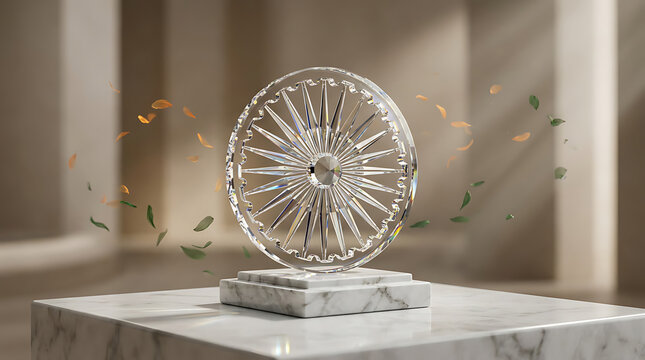 Crystal Decorative Wheel Ornament Object.