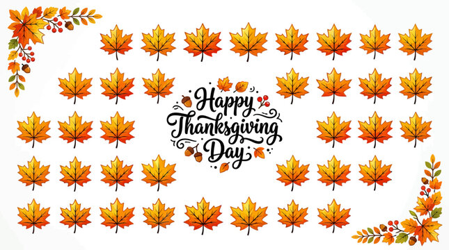 Happy Thanksgiving Day with colorful autumn leaves