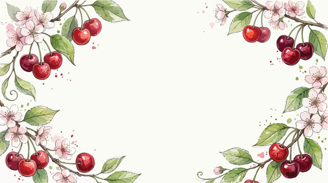 Minimalist Cherry Blossom Vector Background with Floral Elements in Soft Pastel Colors