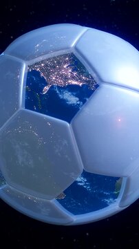 3D Soccer Ball Transition to Earth Globe Scandinavia, Norway, and Sweden - Vertical 916 Sports and Geography Animation