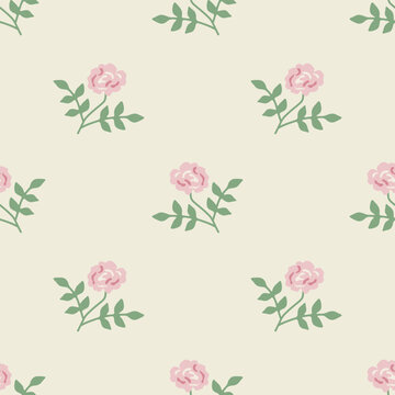 Seamless rose vector decorative pattern