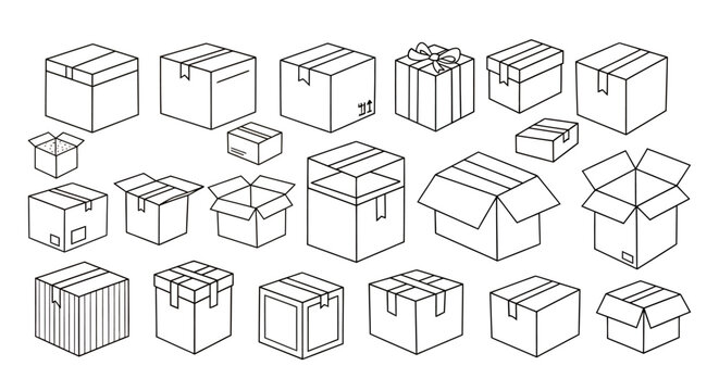 A collection of assorted cardboard boxes ready for shipping and storage.