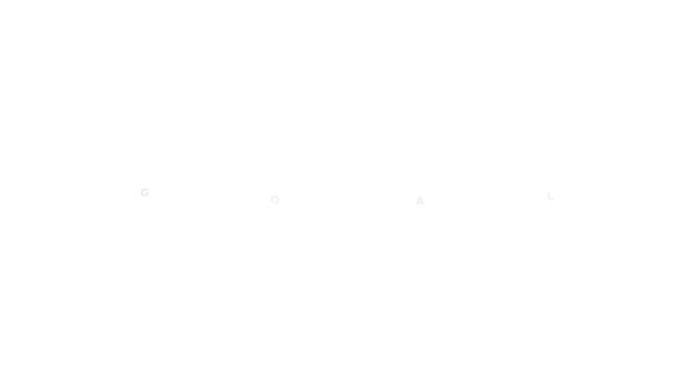 Blue word goal animated on white background symbolizing success achievement and objective setting in a corporate context