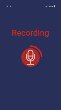 Vertical video animation of a voice recording app on a smartphone screen - the voice message is currently being recorded.