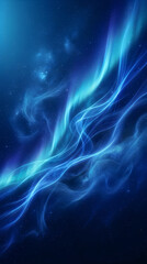 Fototapeta premium A vertical abstract composition of blue light waves and sparkling particles moving across a dark background representing energy and motion.