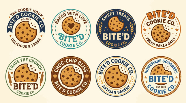 Bakery cookie company branding sticker set.