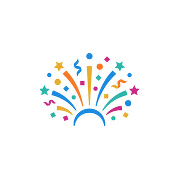 Colorful Celebration Fireworks Icon Flat Design