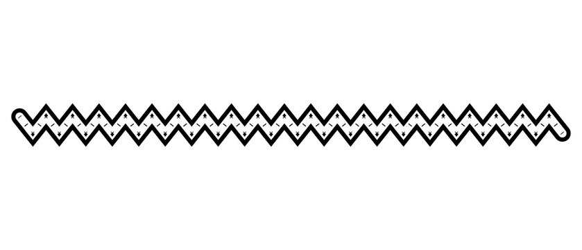 Black and white zigzag border element with dashed center line