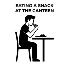 Naklejka premium Silhouette of a Person Eating a Snack at a Table.