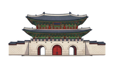 Obraz premium Traditional Korean Palace Gate Gyeongbokgung Architecture