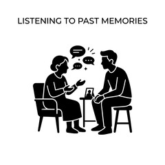 Fototapeta premium Therapist and Patient Discussing Memories and Sharing Experiences Silhouetted.
