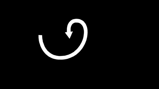 White Arrow Looping and Twisting on Black Background