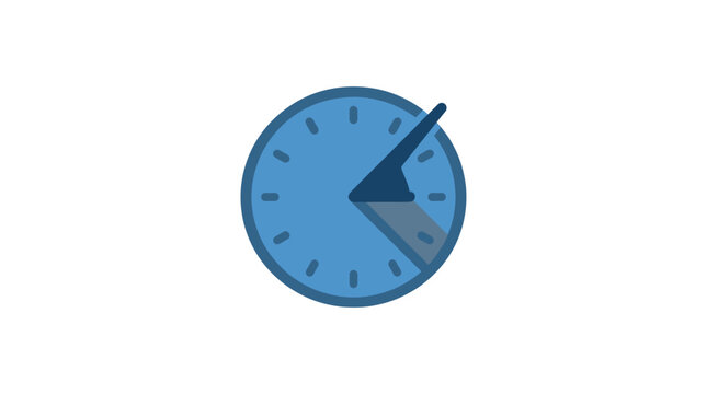 A blue sundial icon with a dark blue gnomon casting a shadow on a circular dial.