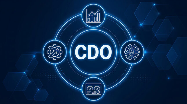 CDO acronym, chief digital officer concept.A chief digital officer is charged with helping an enterprise use digital information and advanced technologies
