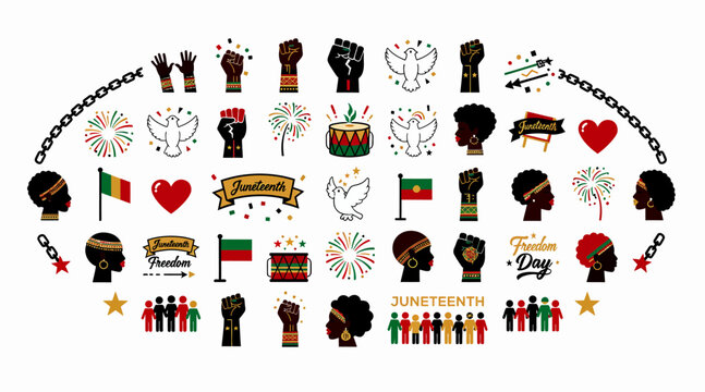 Juneteenth Symbols Collection: Freedom, Black Culture, Celebration Icons