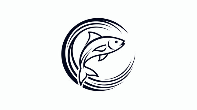 Leaping Fish Icon - Vector Seafood Logo