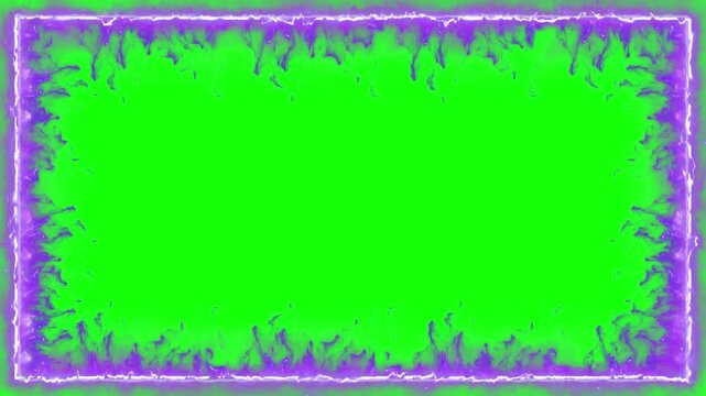 Green screen video with purple border and gold design elements for chroma keying and creative projects
