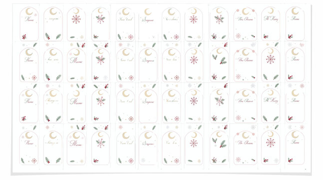 lunar phase stickers with floral designs