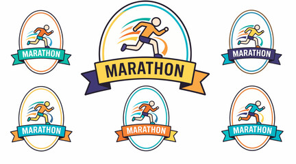Naklejka premium marathon runner logo icons