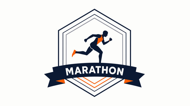 marathon runner logo, athletic design