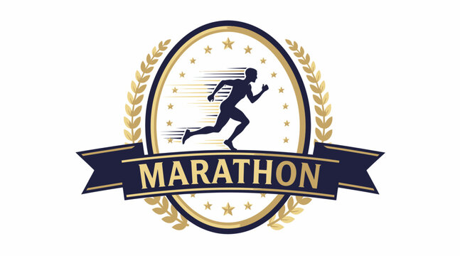 marathon runner logo, athletic emblem