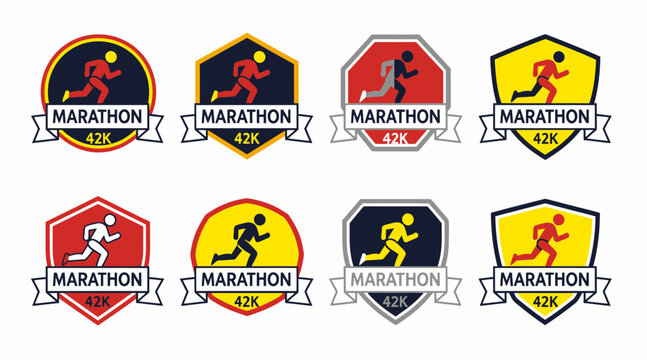 marathon running logos, athletic badges