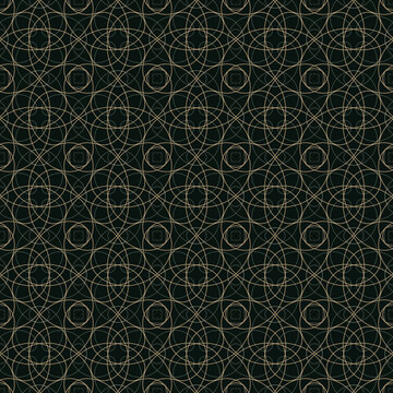 Elegant Gold Mathematical Lace Seamless Pattern on Dark Background, Intricate Hypotrochoid Curves Exhibiting Sophisticated Algorithmic Art