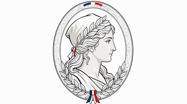 Marianne French symbol engraving, Marianne emblem, French Republic illustration