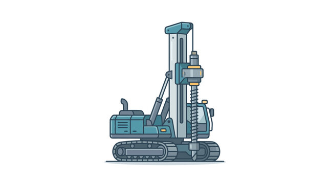 A detailed illustration of a heavy duty industrial drilling rig machine on tracks.