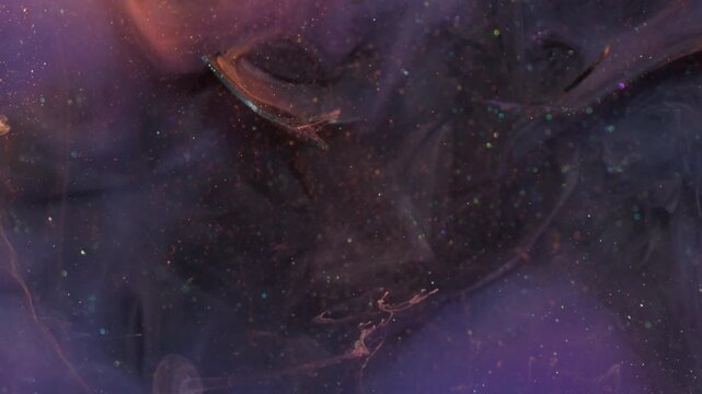 Cloud smoke. Paint water splash. Defocused pink blue purple color glitter texture filling broken glass on abstract art bokeh background.