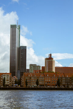 Amsterdam and roterdam in netherlands erasmus bridge skyscrappers and swing from high