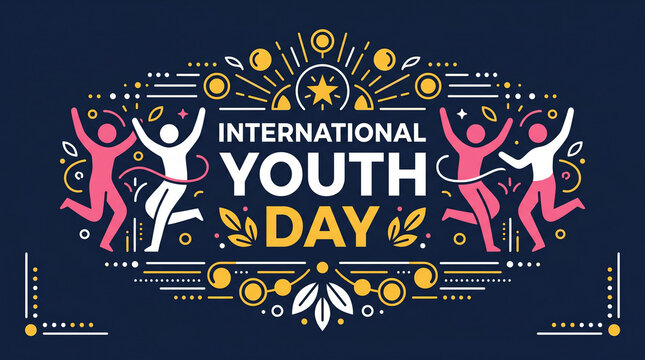 International Youth Day poster with dancing figures.