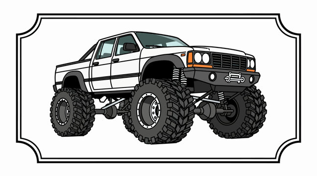 Monster Truck Illustration - Off-road Vehicle Graphic with Big Tires