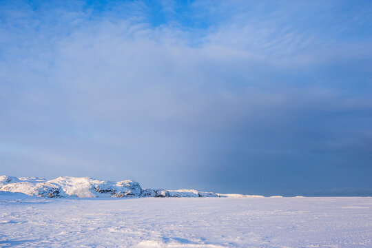 Snow desert. Kola Peninsula winter landscape