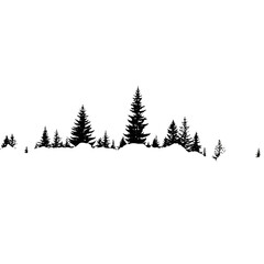 Fototapeta premium A minimalist black silhouette of a coniferous forest against a white background