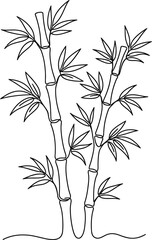 Obraz premium Continuous line art illustration of bamboo stalks.