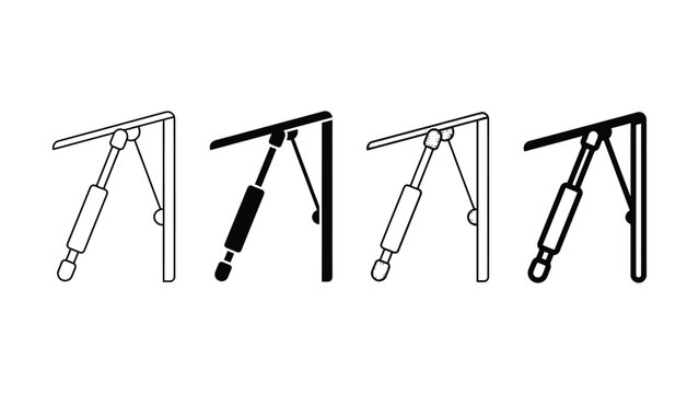 Gas Spring Hinge Mechanism Icon Set for Cabinet Doors and Lids