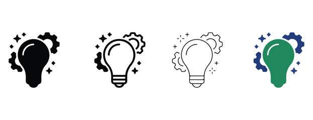 Fototapeta premium Light bulb icons with gears and stars various colors and styles innovation and ideas