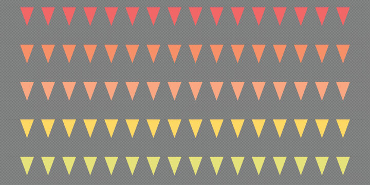 Colorful triangle bunting flags festive decoration on transparent background.