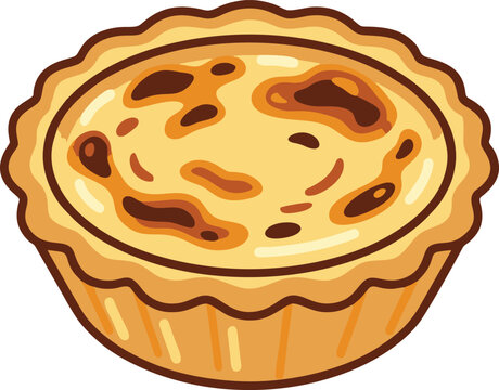 Fresh baked egg custard tart illustration with breakfast delicious homemade illustration isolated culinary patisserie appetizer