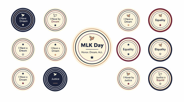 MLK Day Celebration: I Have a Dream, Equality, Justice Round Icons