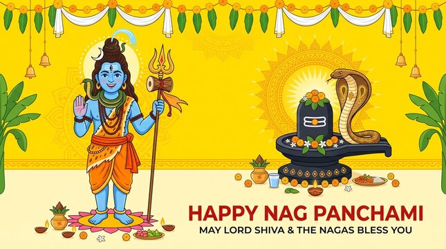 Illustration of nag panchami celebration background