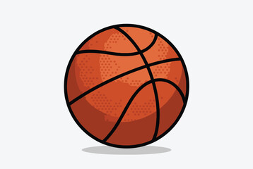 Fototapeta premium Classic orange basketball with black lines and textured surface detail isolated on a light gray background for sports and recreation designs.