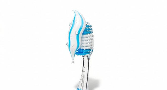 Toothbrush and Toothpaste Isolated on White Background for Dental Care Product Photography
