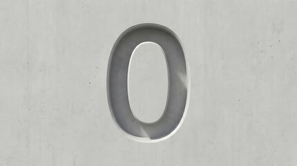 Obraz premium Minimalist concrete typography number 0 carved into grey architectural wall
