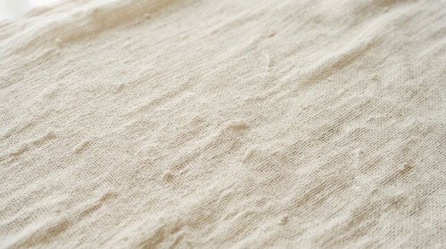 Beige Cheesecloth Fabric Texture Close Up Natural Cotton Muslin Background for Rustic Photography Backdrop and Organic Textile Design