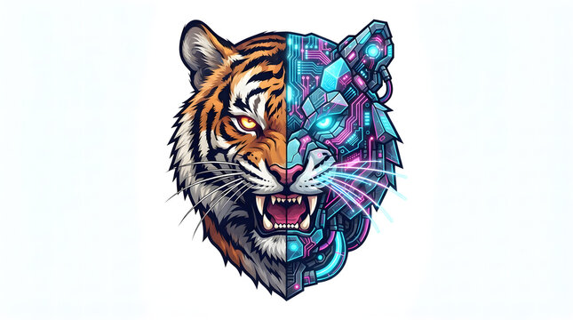 Pixel art tiger head with glitch effect